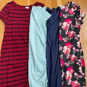 Bundle of 4 midi bodycon maternity dresses
